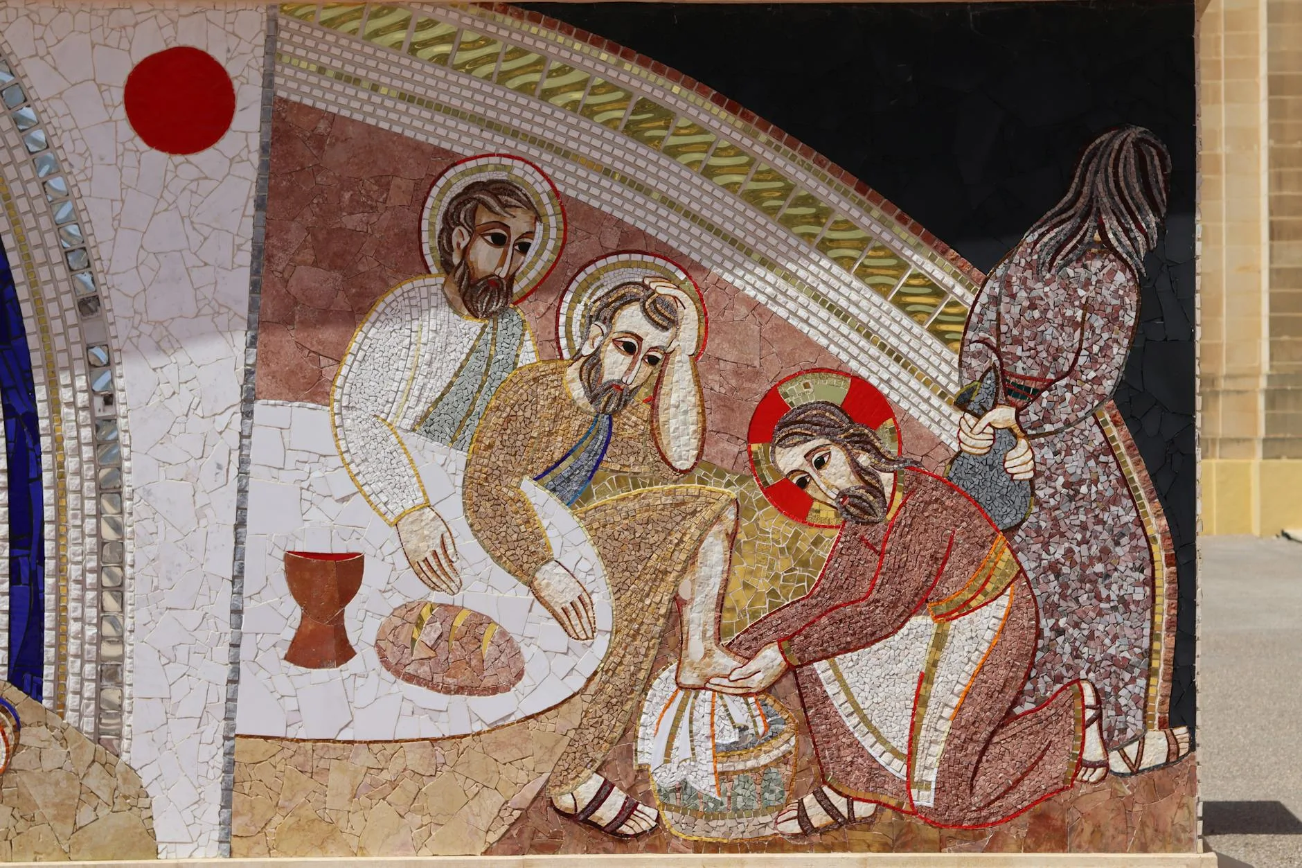 La mosaïque byzantine de la carte de la Terre Sainte dans l'église Saint-Georges de Madaba, Jordanie